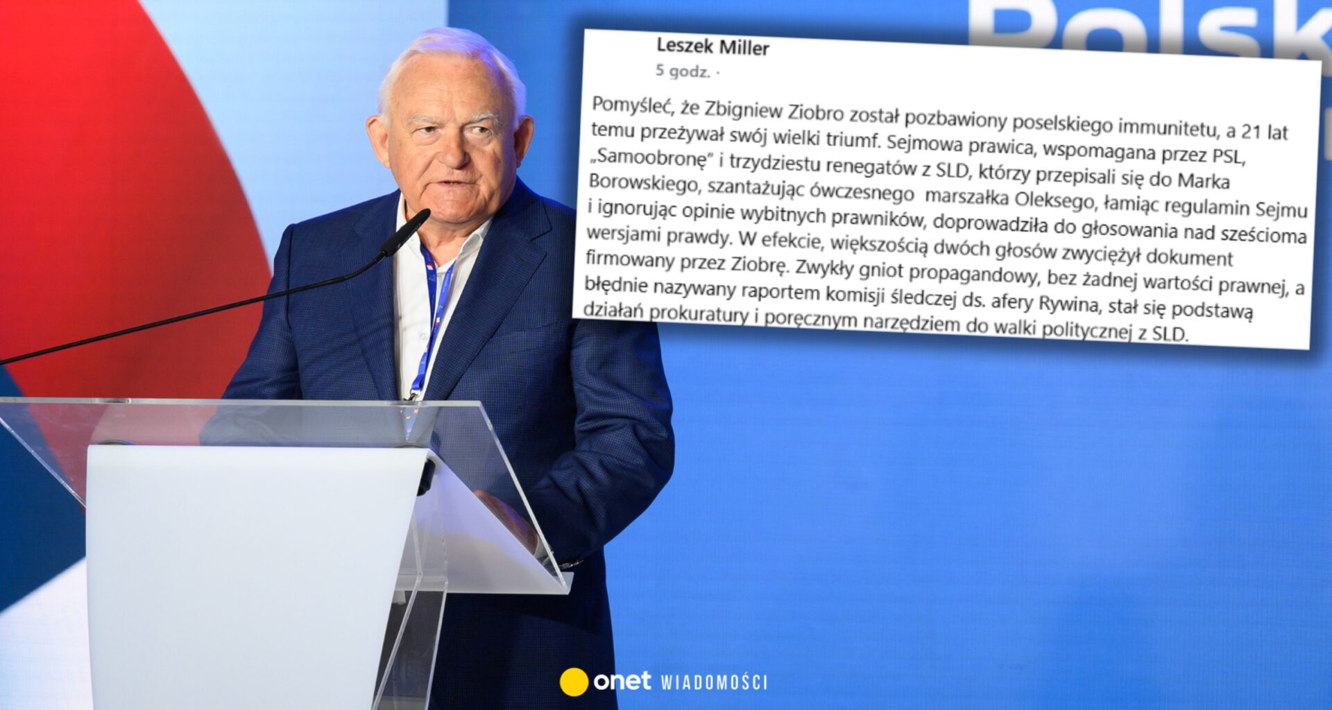Leszek Millera uderza w Zbigniewa Ziobrę. Wypomniał mu raport sprzed lat