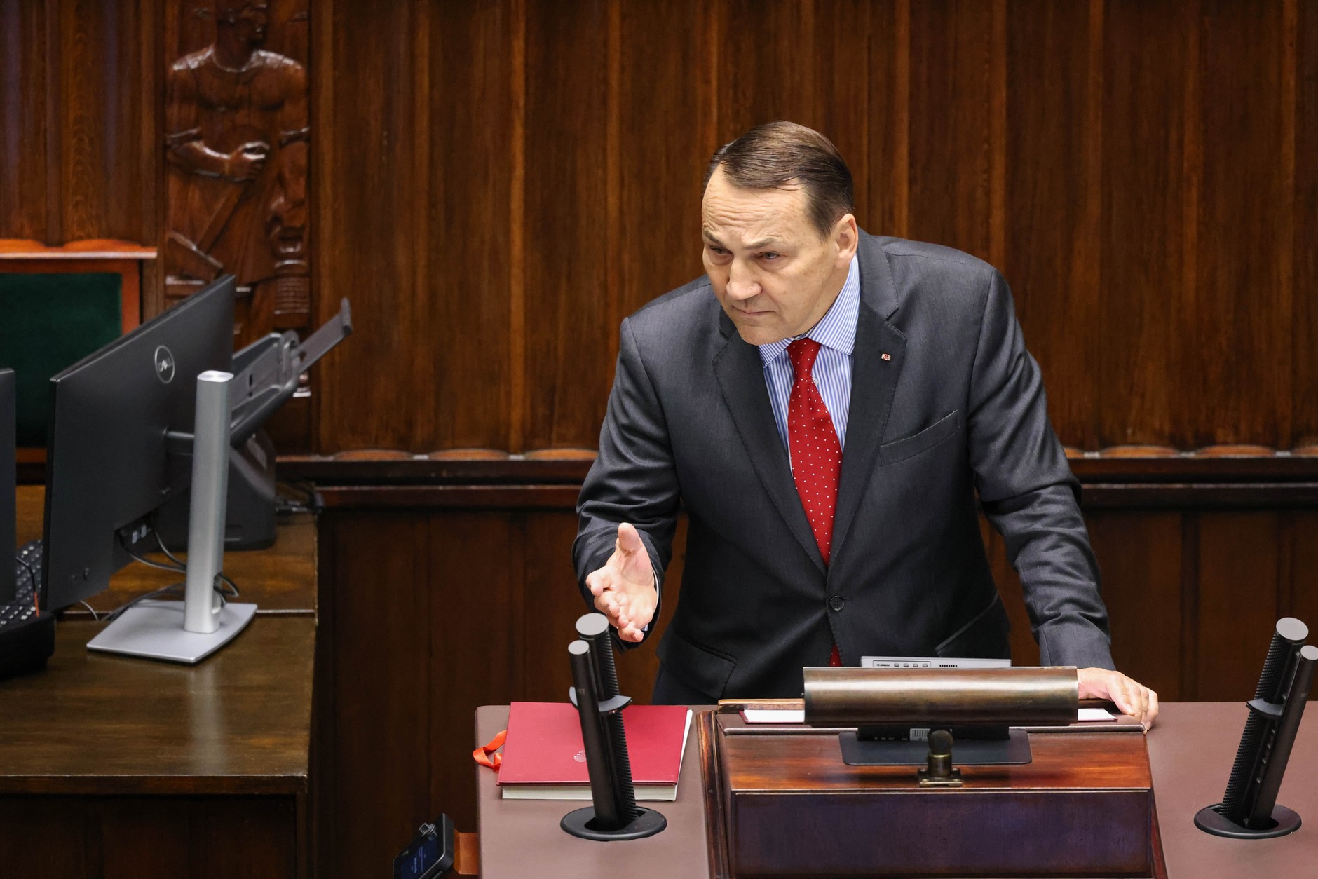 Radosław Sikorski w trakcie wystąpienia