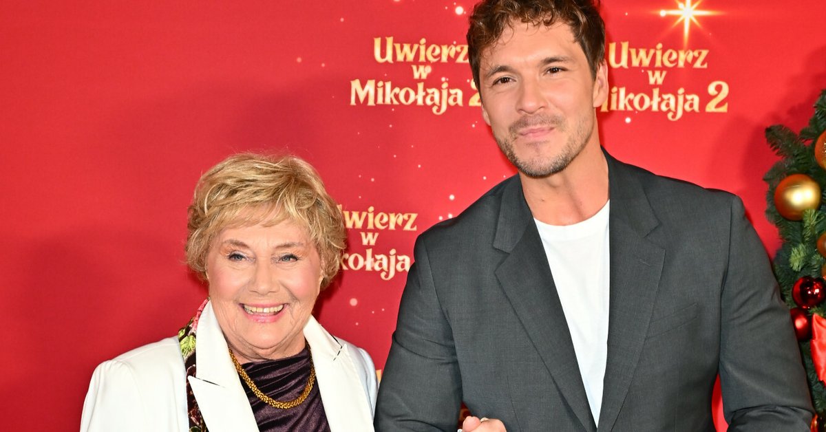 Teresa Lipowska i Mikołaj Roznerski na premierze filmu "Uwierz w Mikołaja 2"