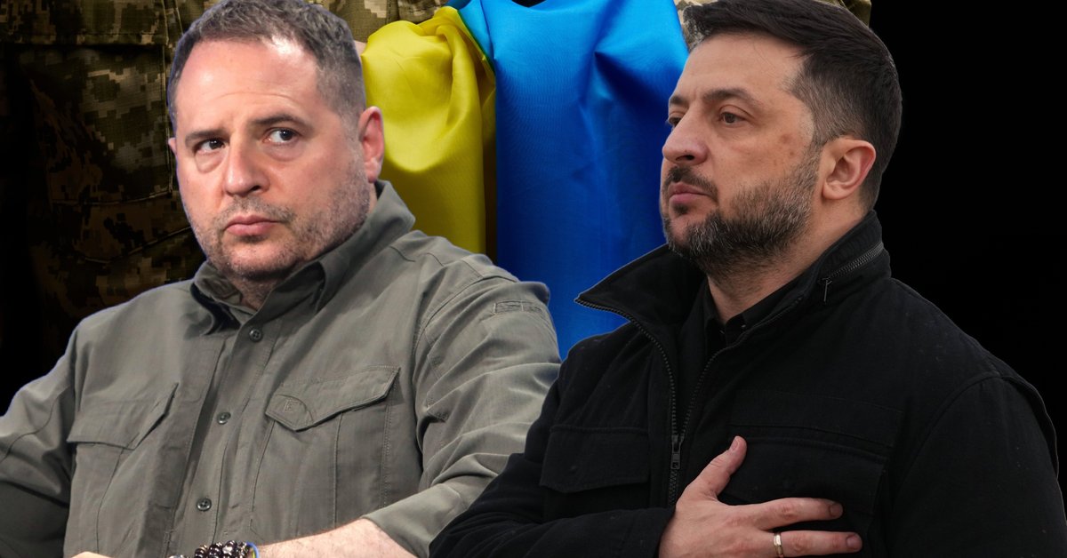 Po lewej szef administracji prezydenta Ukrainy Andrij Jermak, po prawej prezydent Ukrainy Wołodymyr Zełenski