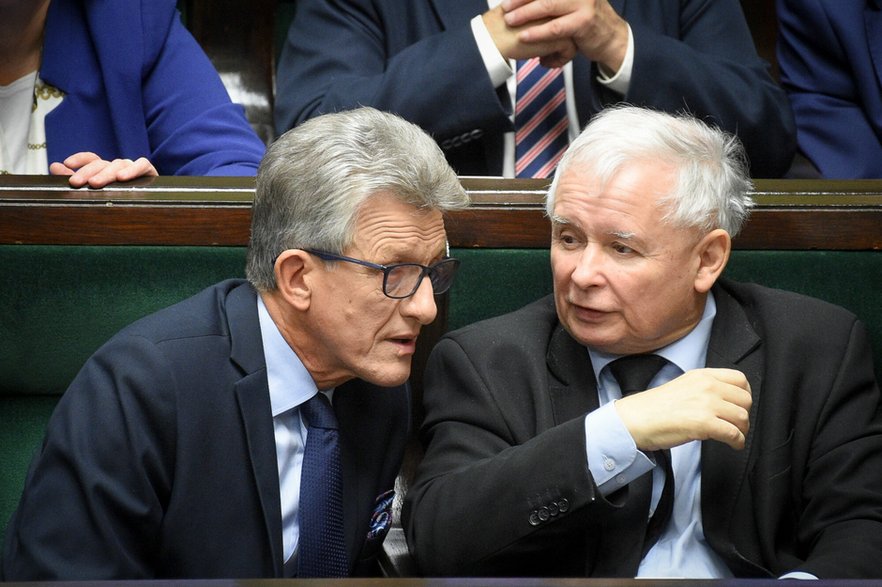 Stanisław Piotrowicz i Jarosław Kaczyński w 2017 r.