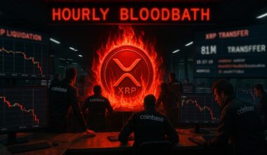 XRP osiąga nierównowagę likwidacyjną na poziomie 3554% w godzinnej krwawej łaźni po transferze 81 147 781 USD do Coinbase