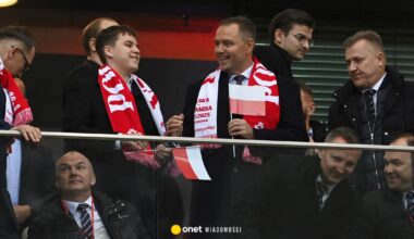 Karol Nawrocki kibicuje Biało-Czerwonym. Na trybunach pojawił się z synem