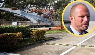 Droga w bazie lotniczej belgijskich sił powietrznych Kleine-Brogel w Peer, 2 listopada 2025 r. Na mniejszym zdjęciu minister obrony Belgii Theo Francken w Brukseli, 13 października 2025 r.