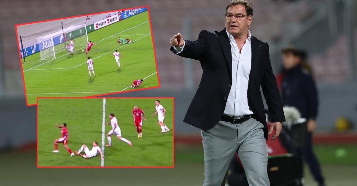 Nieudany wślizg Tomasza Kędziory, od niego zaczyna się akcja, po której Polacy tracą gola