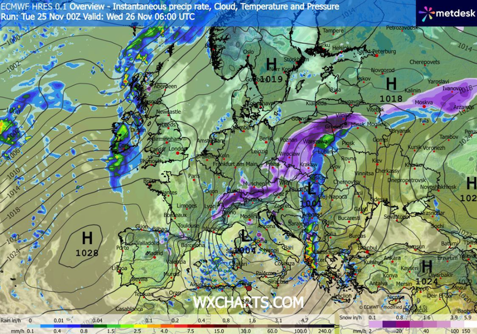 Strefa intensywnych opadów śniegu w środę skupi się na południowo-zachodniej i centralnej Polsce