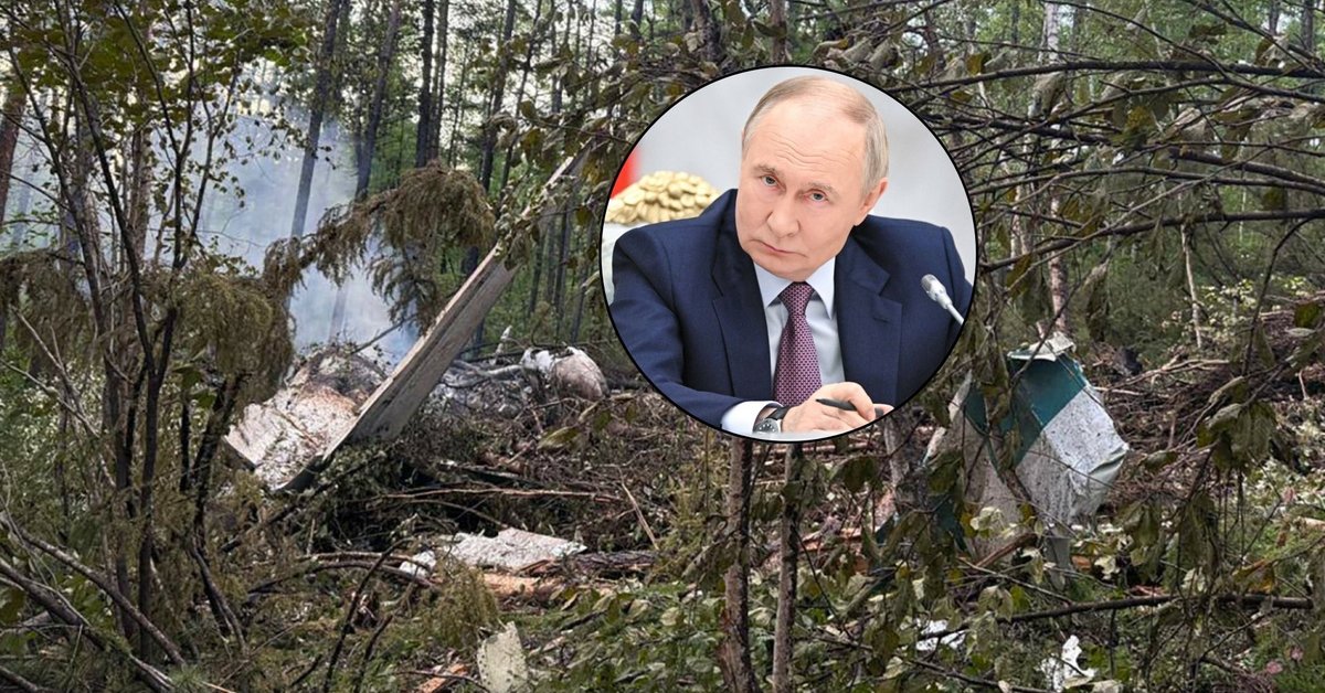 Miejsce katastrofy samolotu Antonow An-24 w okolicach miasta Tynda, Rosja (w kółku: prezydent Rosji Władimir Putin)