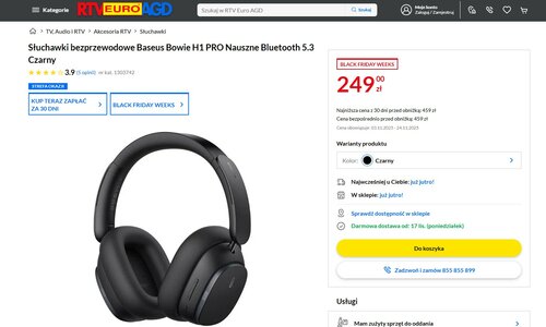 Baseus Bowie H1 Pro w promocji sklepu RTV EURO AGD