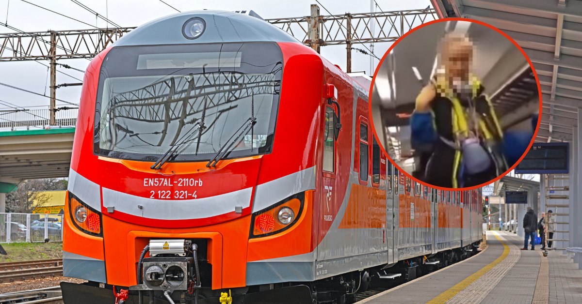 Ukrainka podczas próby ataku w pociągu. Kobieta trzyma w ręce nóż