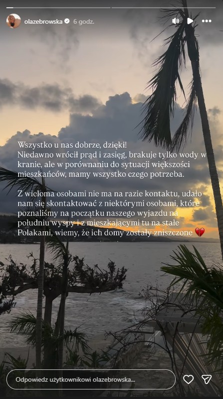Relacja na Instagramie Aleksandry Żebrowskiej