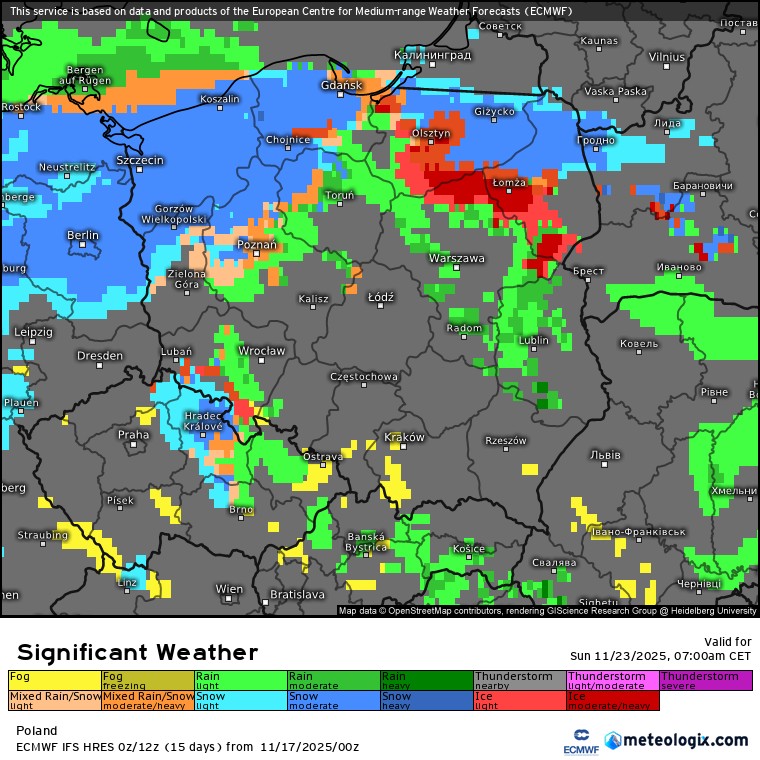 Jeden z możliwych scenariuszy zakłada przejście śnieżyc pod koniec tygodnia przez zachodnią i północną Polskę