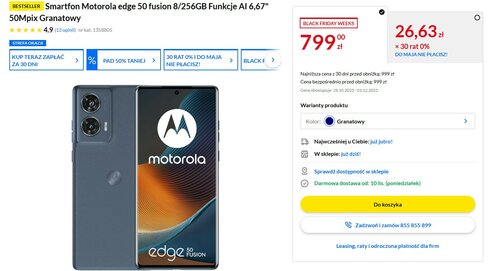 Motorola Edge 50 Fusion w promocji sklepu RTV EURO AGD