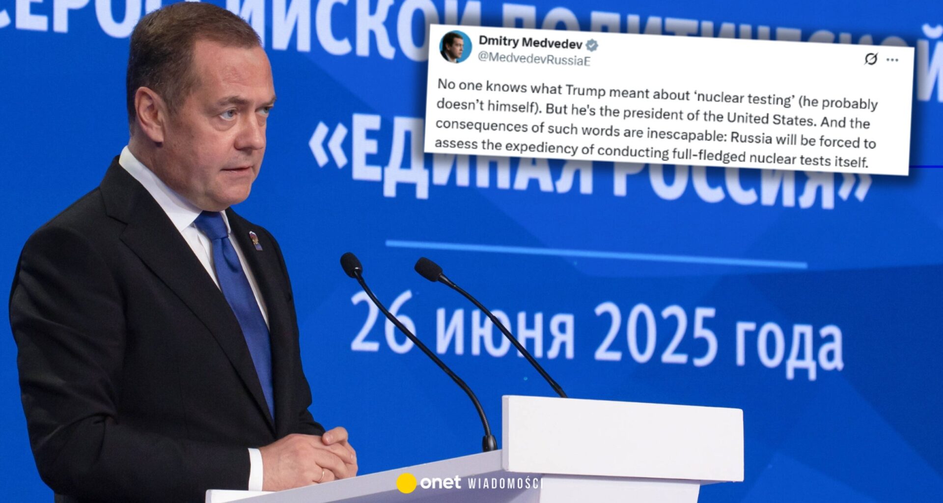 Donald Trump nakazuje testy atomowe. Dmitrija Miedwiediewa grozi światu