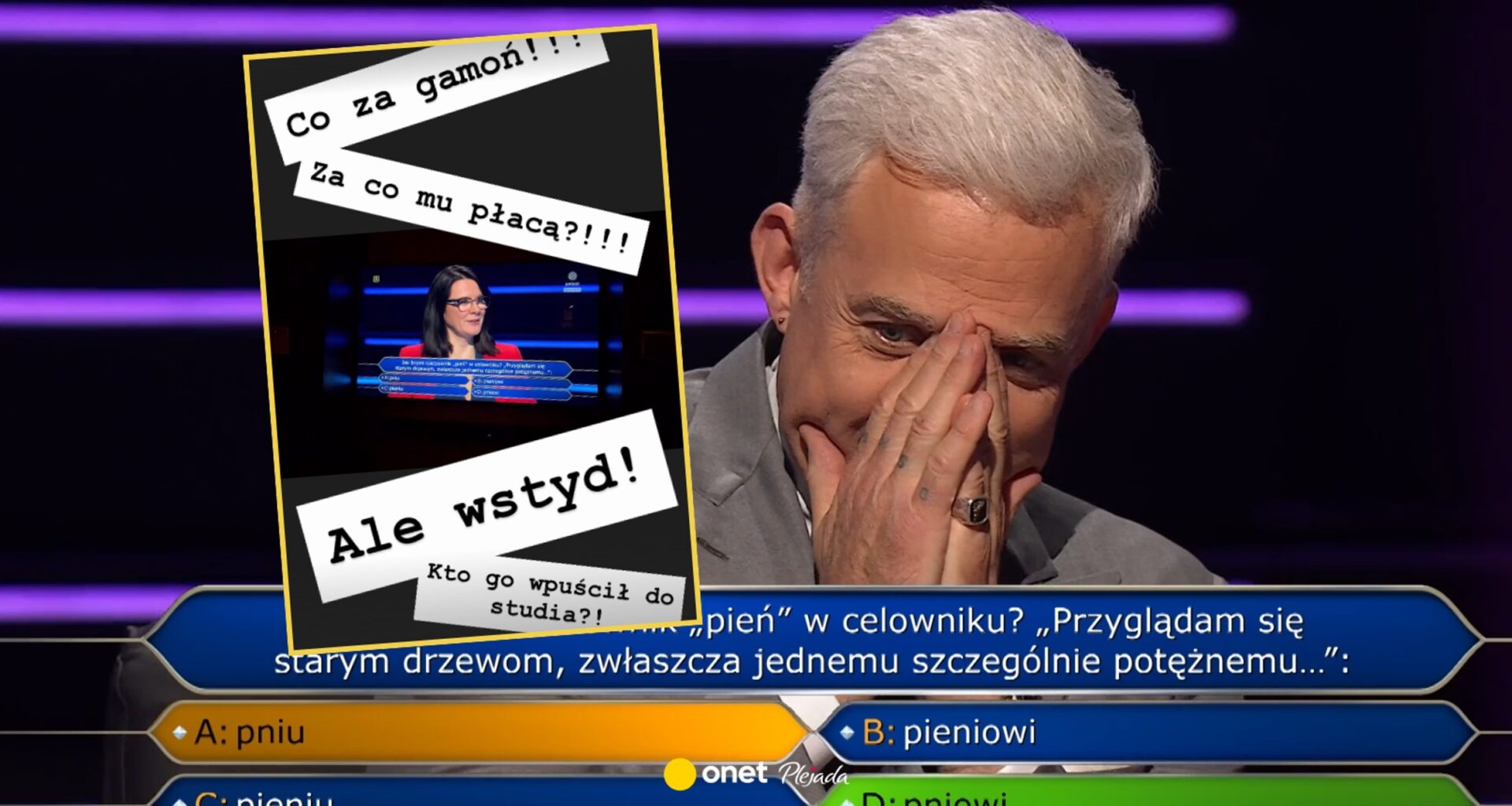 Hubert Urbański źle podpowiedział uczestniczce "Milionerów". "Co za gamoń"