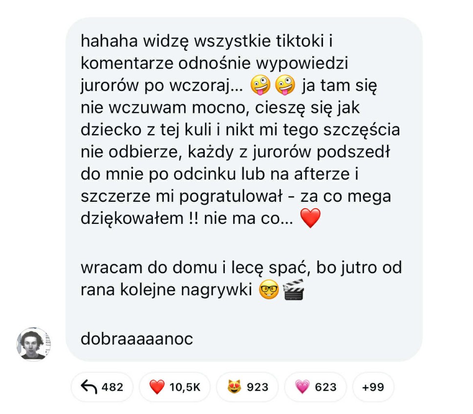 Screen z profilu Mikołaja Bagińskiego na Instagramie