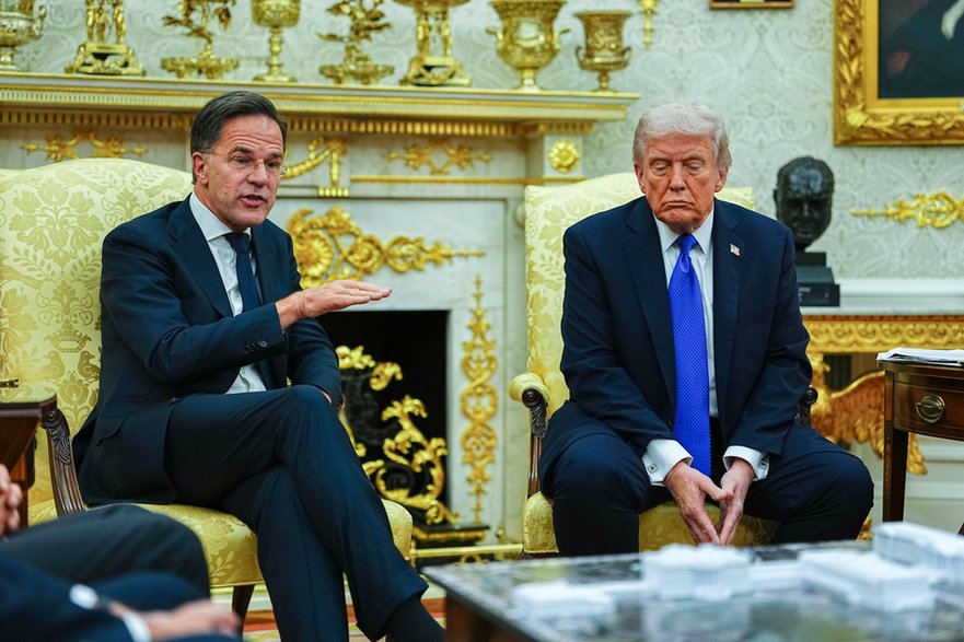 Mark Rutte, sekretarz generalny NATO, oraz Donald Trump, prezydent USA, w Białym Domu. Waszyngton, 22 października 2025 r.