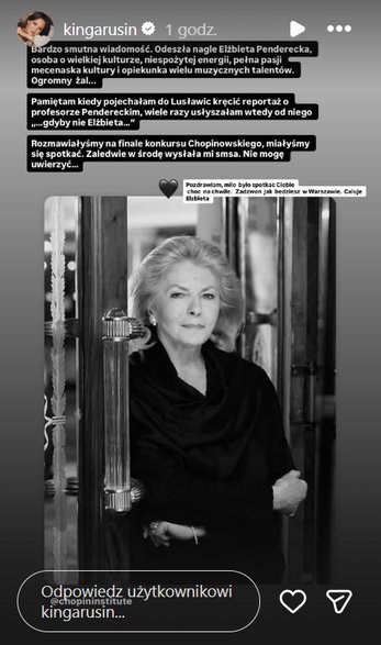 Kinga Rusin żegna Elżbietę Penderecką