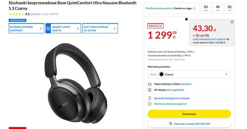 Bose QuietComfort Ultra w promocji sklepu RTV EURO AGD