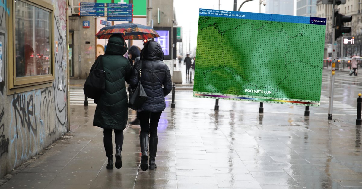 Na początku grudnia buchnie ciepłem (screen: wxcharts.com)