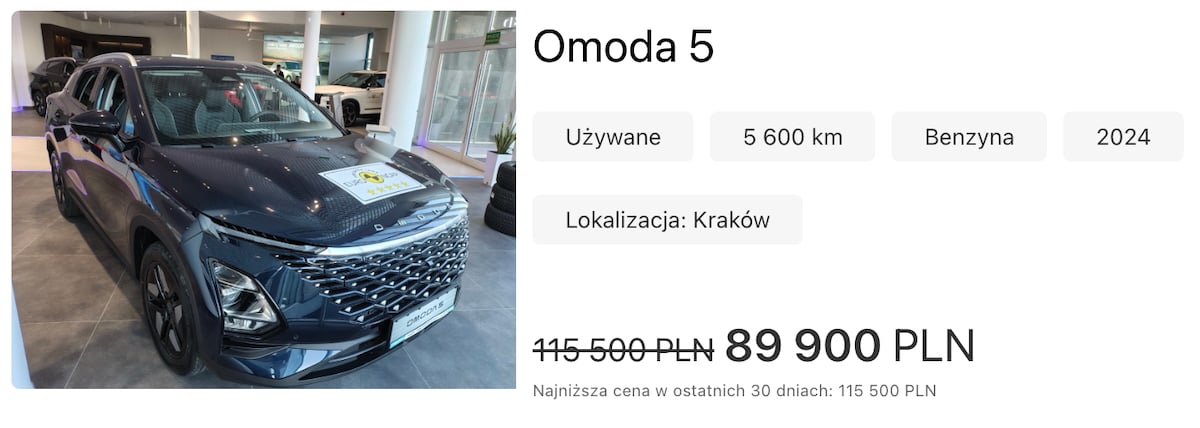Oferta dilera na Omodę 5 Comfort za 89 900 zł, fot. motofilm.pl