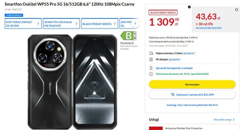 Oukitel W55 Pro w promocji sklepu RTV EURO AGD