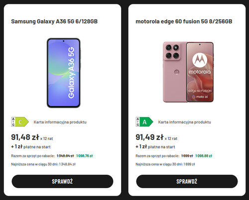 Samsung Galaxy A36 i Motorola Edge 60 Fusion