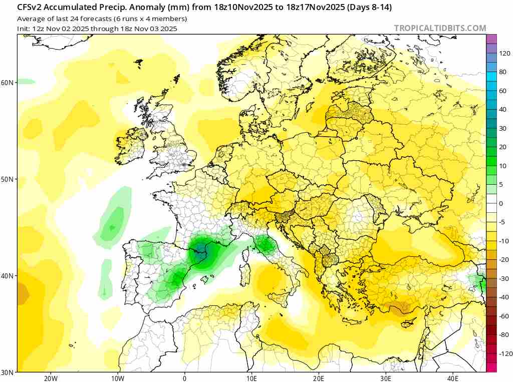 spory deficyt opadów w prognozach przez antycyklon