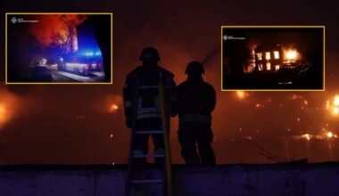 Zdjęcia udostępnione przez Państwową Służbę ds. Sytuacji Nadzwyczajnych obwodu dniepropietrowskiego po zmasowanym ataku na Dniepr. Ukraina, 17-18 listopada 2025 r.