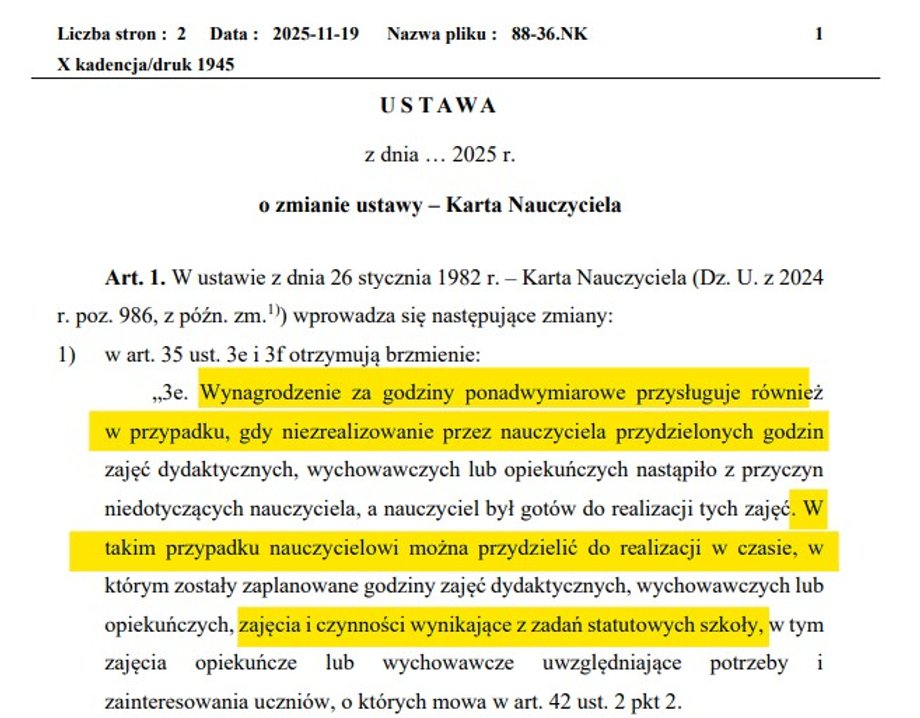 Nowelizacja Karty Nauczyciela