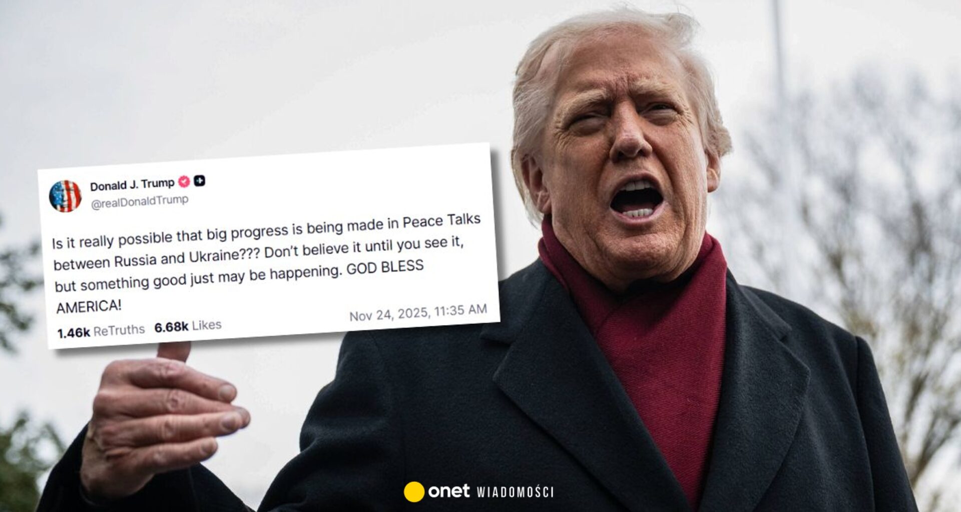 Donald Trump zabiera głos w sprawie rozmów pokojowych. Emocjonalny wpis