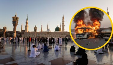 Katastrofa autokaru z pielgrzymami do Medyny (zdjęcie w kółku: x.com/Muslim_ITCell) (zdjecie główne: Medyna w Arabii Saudyjskiej)