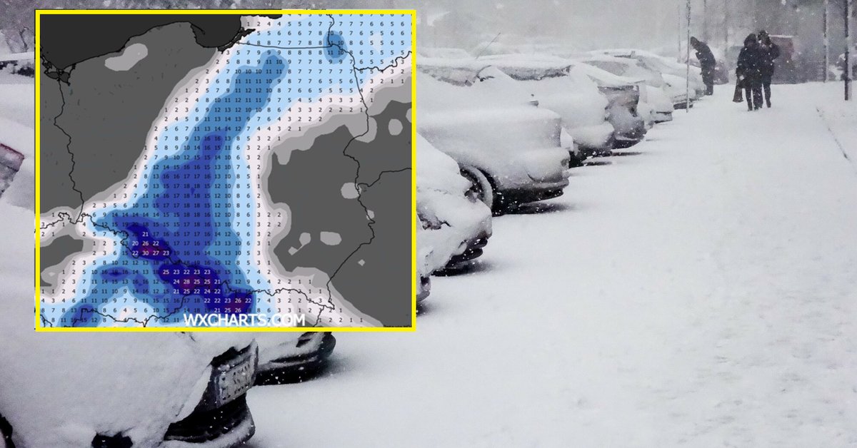 Główna śnieżyca przejdzie w pasie od północnego wschodu po centrum i południowy zachód