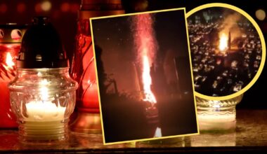 Jeden ze zniczy nagle eksplodował. Na cmentarzu w Koninie wybuchł pożar. Jest nagranie - Onet