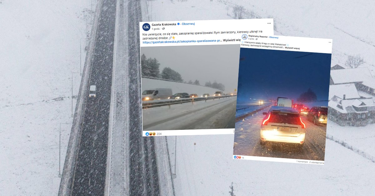 Zakopianka stoi. Atak zimy sparaliżował ruch [ZDJĘCIA]