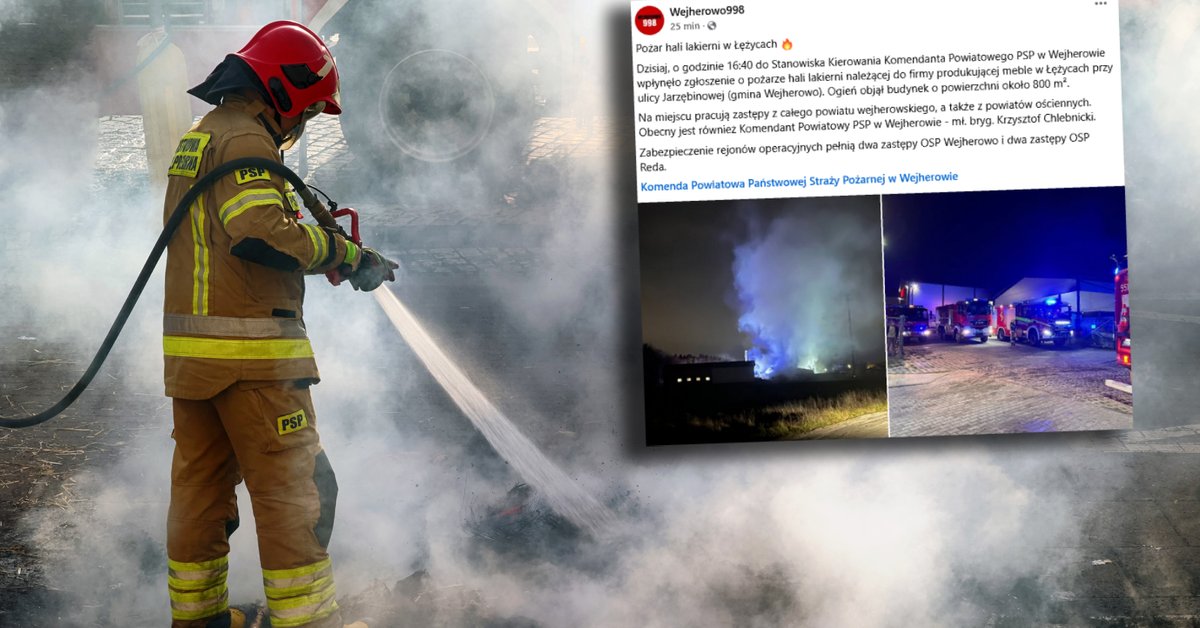 Płonie duża hala zakładu meblarskiego na Pomorzu - Onet