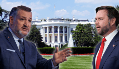 Ted Cruz przemawia na tle Białego Domu obok J.D. Vance