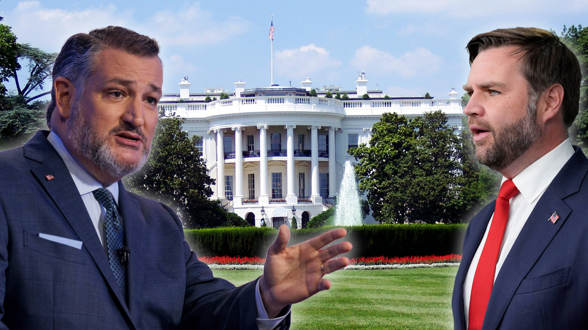 Ted Cruz przemawia na tle Białego Domu obok J.D. Vance