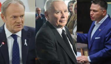 Donald Tusk, Jarosław Kaczyński i Sławomir Mentzen
