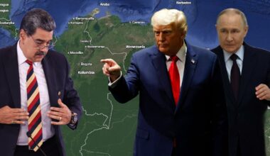 Po lewej prezydent Wenezueli Nicolas Maduro w Caracas w Wenezueli, 1 września 2025 r. W środku prezydent USA Donald Trump w Nowym Jorku, 23 września 2025 r. Po prawej przywódca Rosji Władimir Putin w Moskwie, 5 listopada 2025 r.
