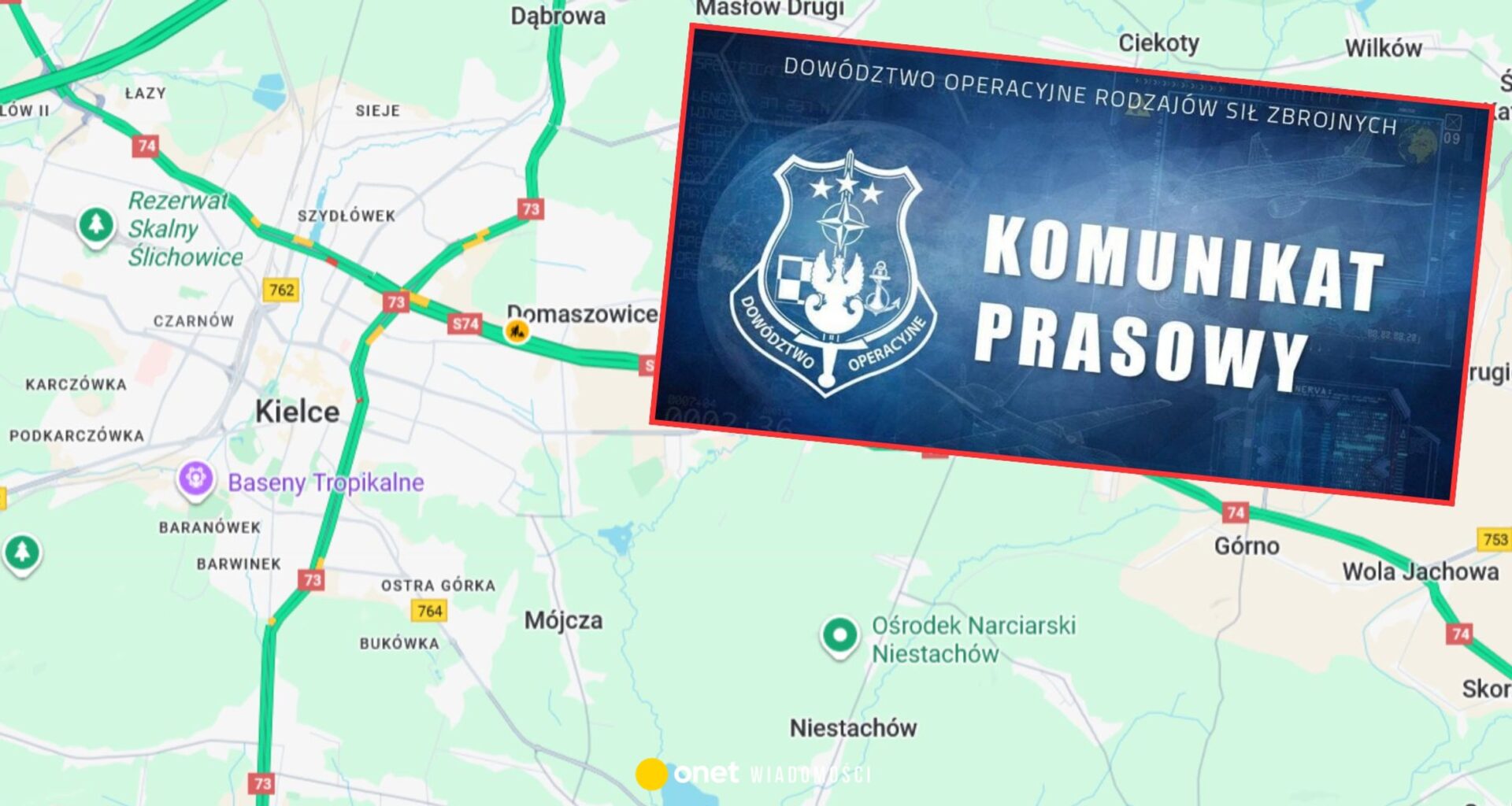 "Przelatujący obiekt" nad województwem świętokrzyskim. Jest komunikat wojska - Onet Wiadomości