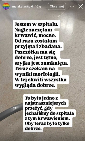 Maja Staśko trafiła do szpitala