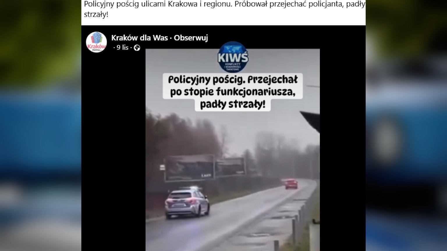 Pościg i strzały w Krakowie. Jest nagranie z akcji policji
