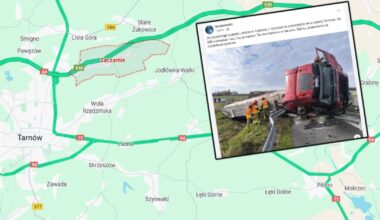 Cysterna wpadła do rowu. Utrudnienia w ruchu na A4, droga częściowo zablokowana - Onet