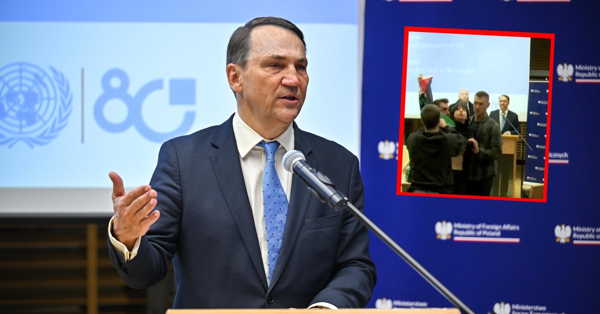 Incydent w trakcie wystąpienia ministra Sikorskiego. Jest wideo. Szef MSZ odpowiada