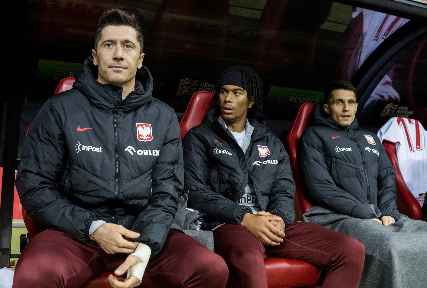 Robert Lewandowski, Maxi Oyedele i Bartosz Kapustka
