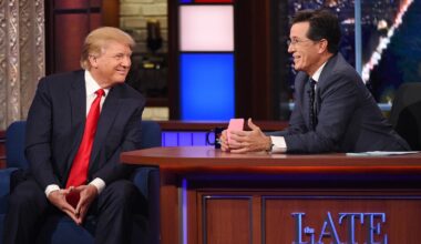 Donald Trump w programie Stephena Colberta w 2015 r.