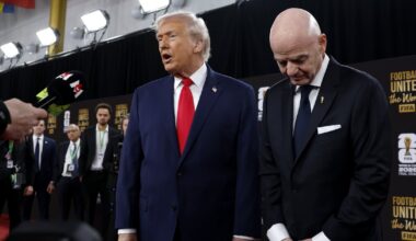 Gianni Infantino, Donald Trump, prezydent Meksyku Claudia Sheinbaum i premier Kanady Mark Carney