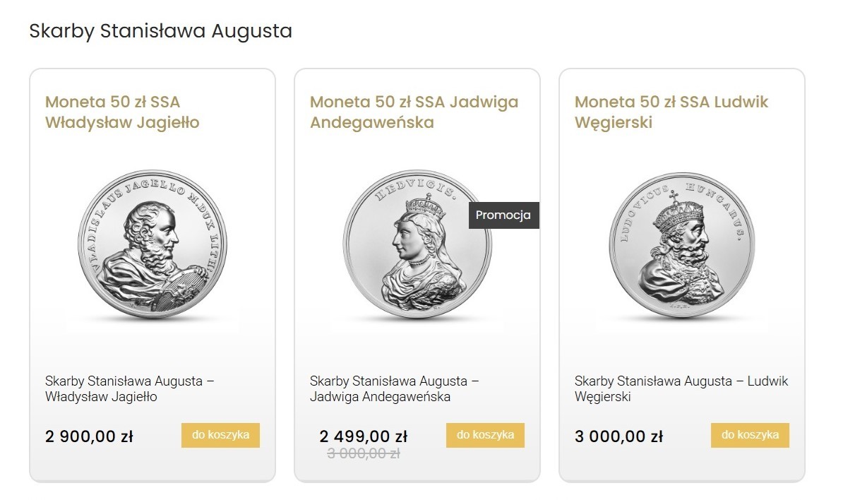 Kolekcja monet "Skarby Stanisława Augusta" skupowanych przez Pawła Sz.
