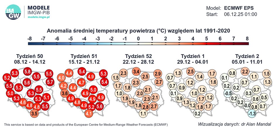 W okolicach świąt jest szansa na nieco chłodniejszy okres