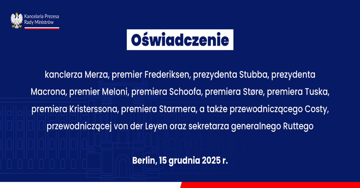 Oświadczenie w sprawie sprawiedliwego i trwałego pokoju w Ukrainie - Kancelaria Prezesa Rady Ministrów